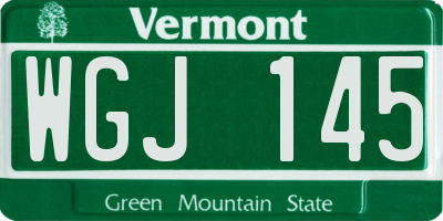 VT license plate WGJ145