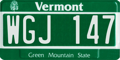 VT license plate WGJ147