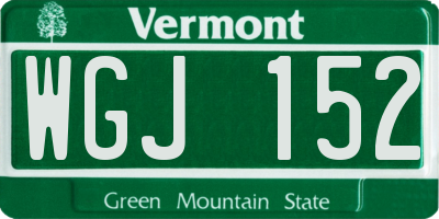 VT license plate WGJ152