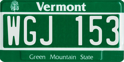 VT license plate WGJ153