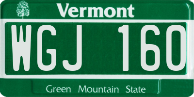 VT license plate WGJ160