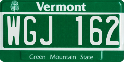 VT license plate WGJ162