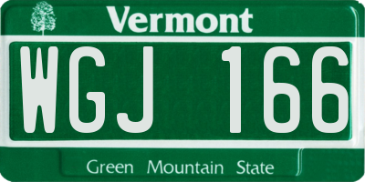 VT license plate WGJ166