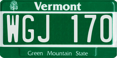 VT license plate WGJ170