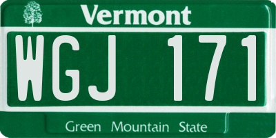VT license plate WGJ171