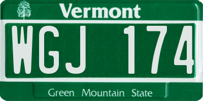 VT license plate WGJ174