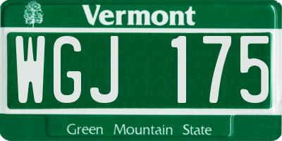 VT license plate WGJ175