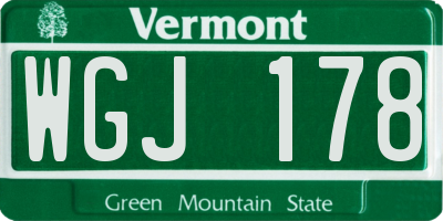 VT license plate WGJ178
