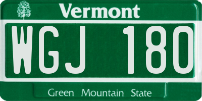 VT license plate WGJ180