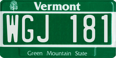 VT license plate WGJ181
