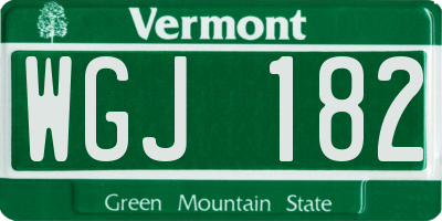 VT license plate WGJ182