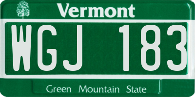 VT license plate WGJ183