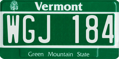 VT license plate WGJ184