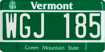 VT license plate WGJ185