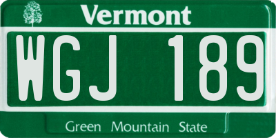 VT license plate WGJ189