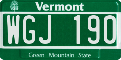 VT license plate WGJ190