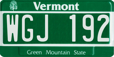 VT license plate WGJ192