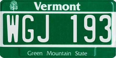 VT license plate WGJ193