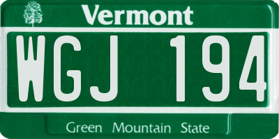 VT license plate WGJ194