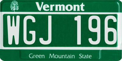 VT license plate WGJ196
