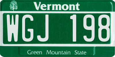 VT license plate WGJ198