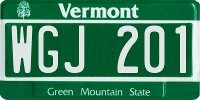 VT license plate WGJ201