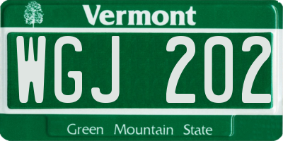 VT license plate WGJ202