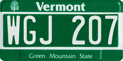 VT license plate WGJ207