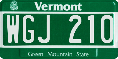 VT license plate WGJ210