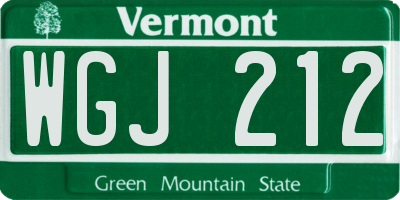 VT license plate WGJ212