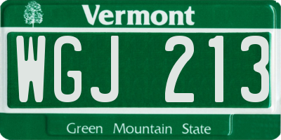 VT license plate WGJ213