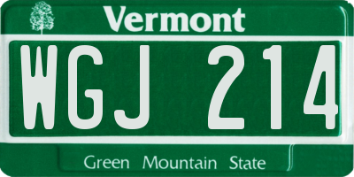 VT license plate WGJ214