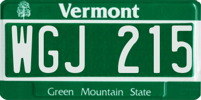 VT license plate WGJ215