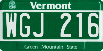 VT license plate WGJ216
