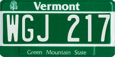 VT license plate WGJ217