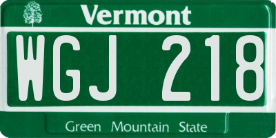 VT license plate WGJ218