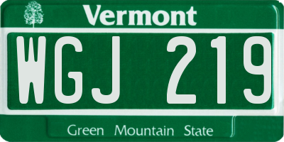 VT license plate WGJ219