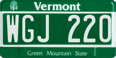 VT license plate WGJ220