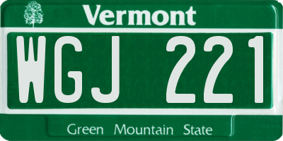 VT license plate WGJ221