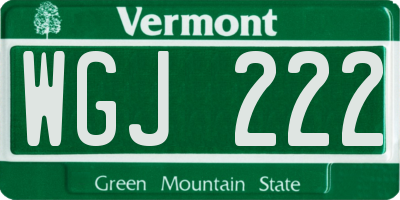 VT license plate WGJ222