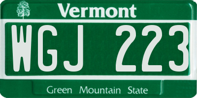 VT license plate WGJ223