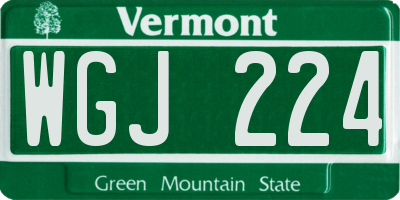 VT license plate WGJ224
