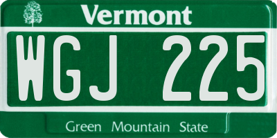VT license plate WGJ225