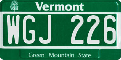 VT license plate WGJ226