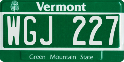 VT license plate WGJ227