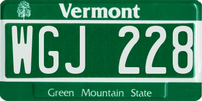 VT license plate WGJ228