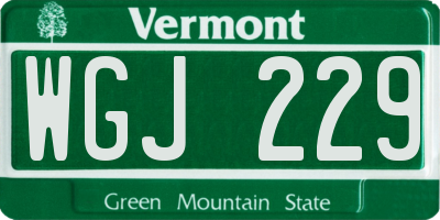 VT license plate WGJ229