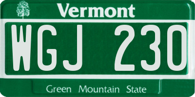 VT license plate WGJ230
