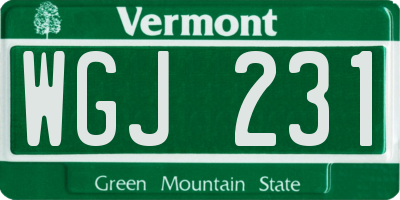 VT license plate WGJ231