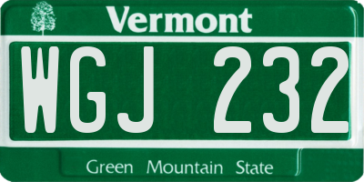 VT license plate WGJ232